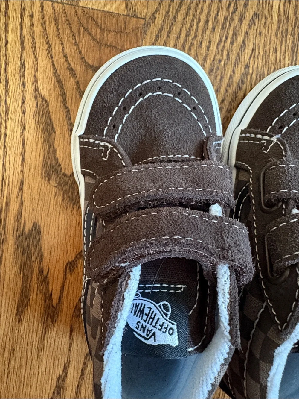 VANS SK8-MID REISSUE V TODDLER SHOES - TONAL CHECKERBOARD BROWN, size 6. New